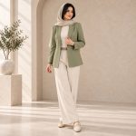 کت تک زنانه رزا مدل رسمی پارچه کرپ در رنگ‌های مشکی، قهوه‌ای و سبز - تصویر 3