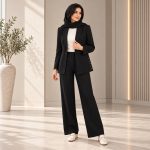 کت تک زنانه رزا مدل رسمی پارچه کرپ در رنگ‌های مشکی، قهوه‌ای و سبز - تصویر 2